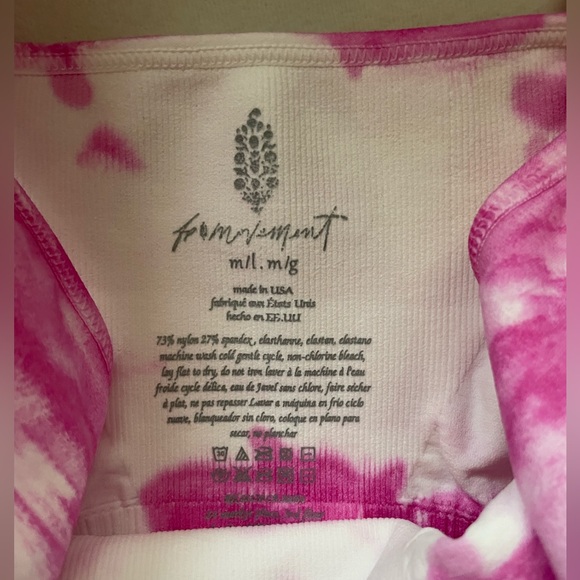 NWT Free People Movement Good Karma Bra crop Top Pink Tie Dye Size M/L - Picture 5 of 9